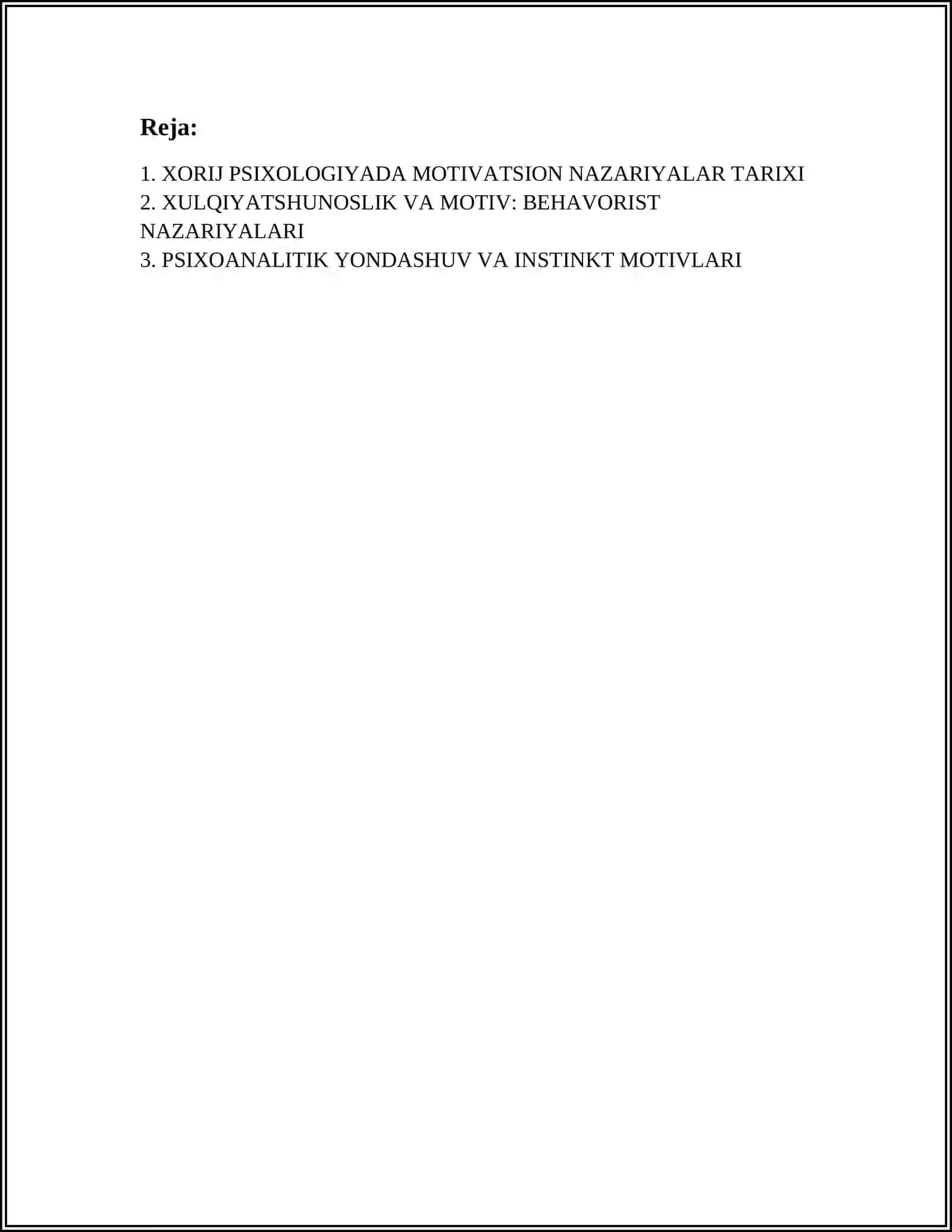 XORIJ PSIXOLOGIYADA MOTIV VA MOTIVATSIYA MUAMMOSI 2
