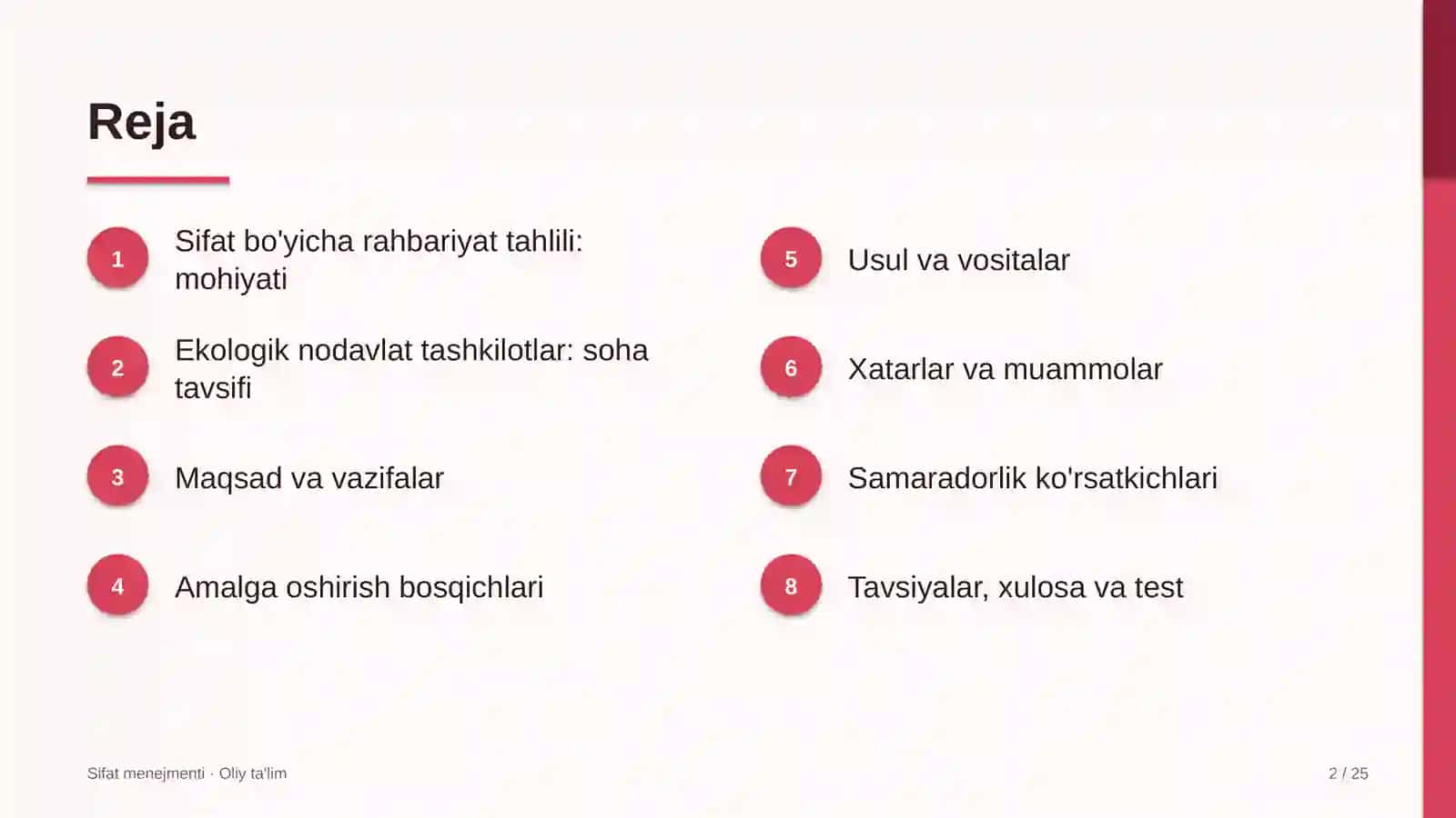 ekologik nodavlat tashkilotlarda sifat bo'yicha rahbariyat tahlilini o'tkazish 6318 2