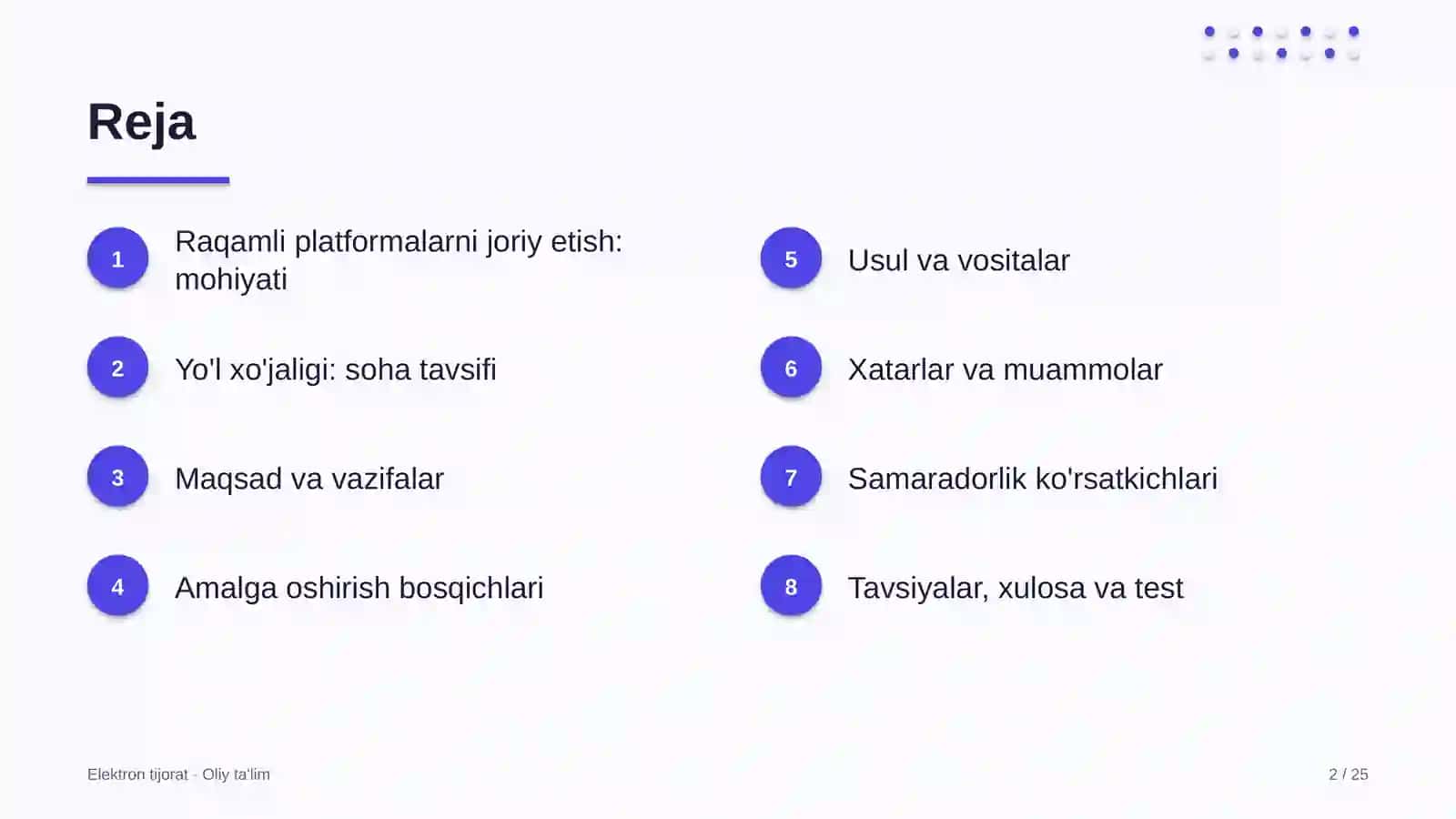 Yo'l xo'jaligida raqamli platformalarni joriy etish 2