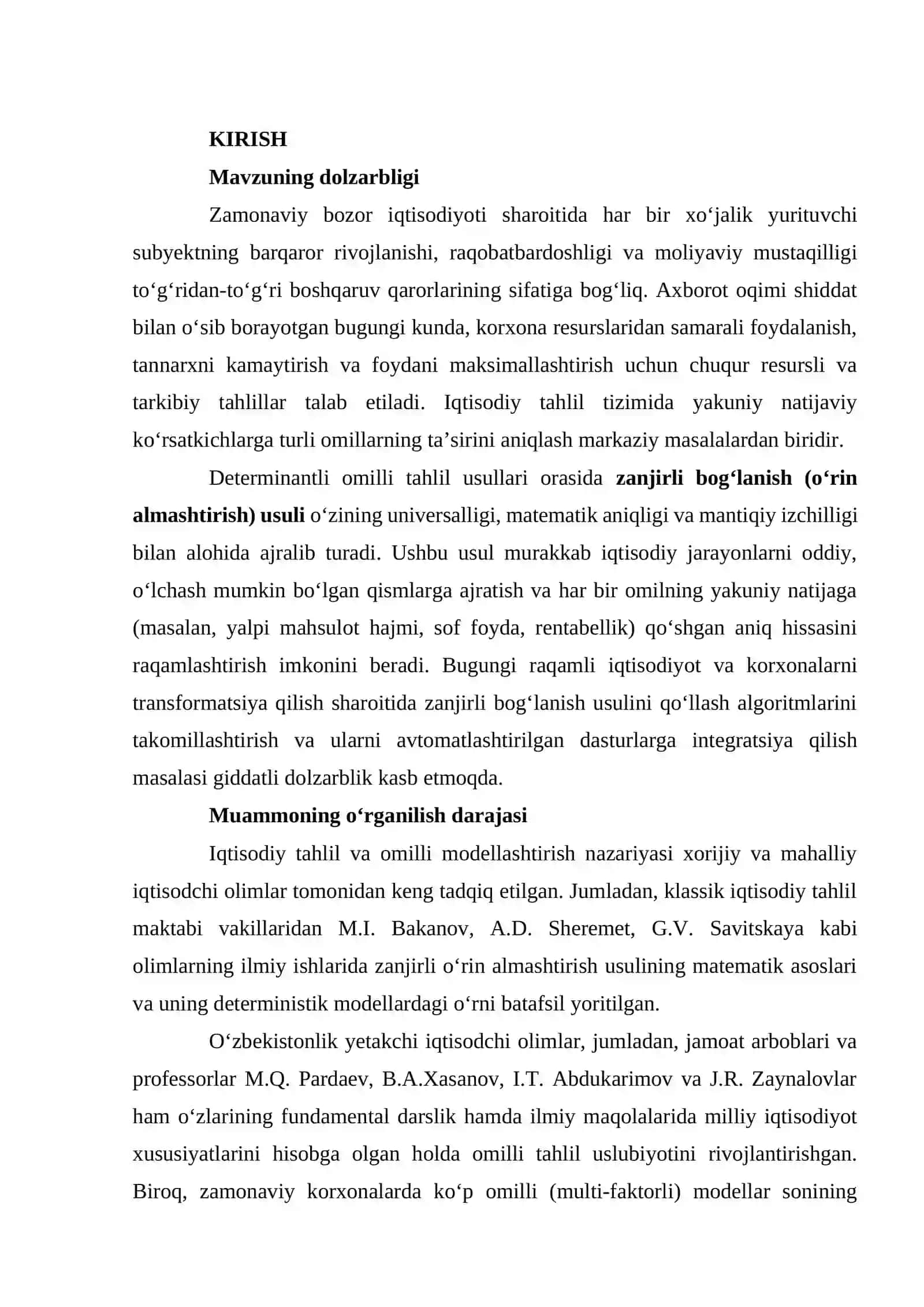 Iqtisodiy tahlilda zanjirli bog‘lanish usulini qo‘llash 2