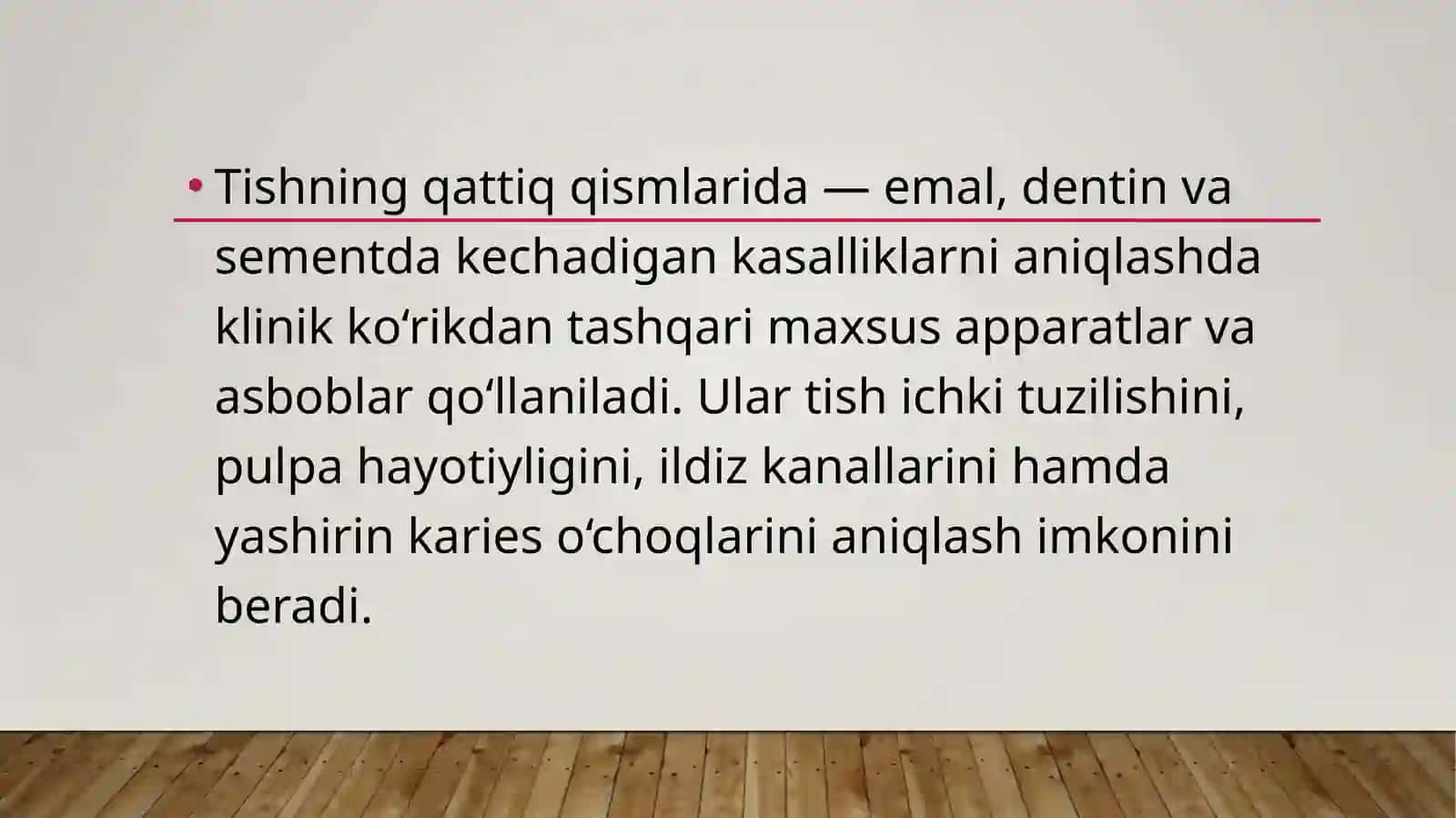 Tish qattiq toʻqimasi kasalliklarini qoʻshimcha tekshirishda ishlatiladigan asbob anjomlar 2