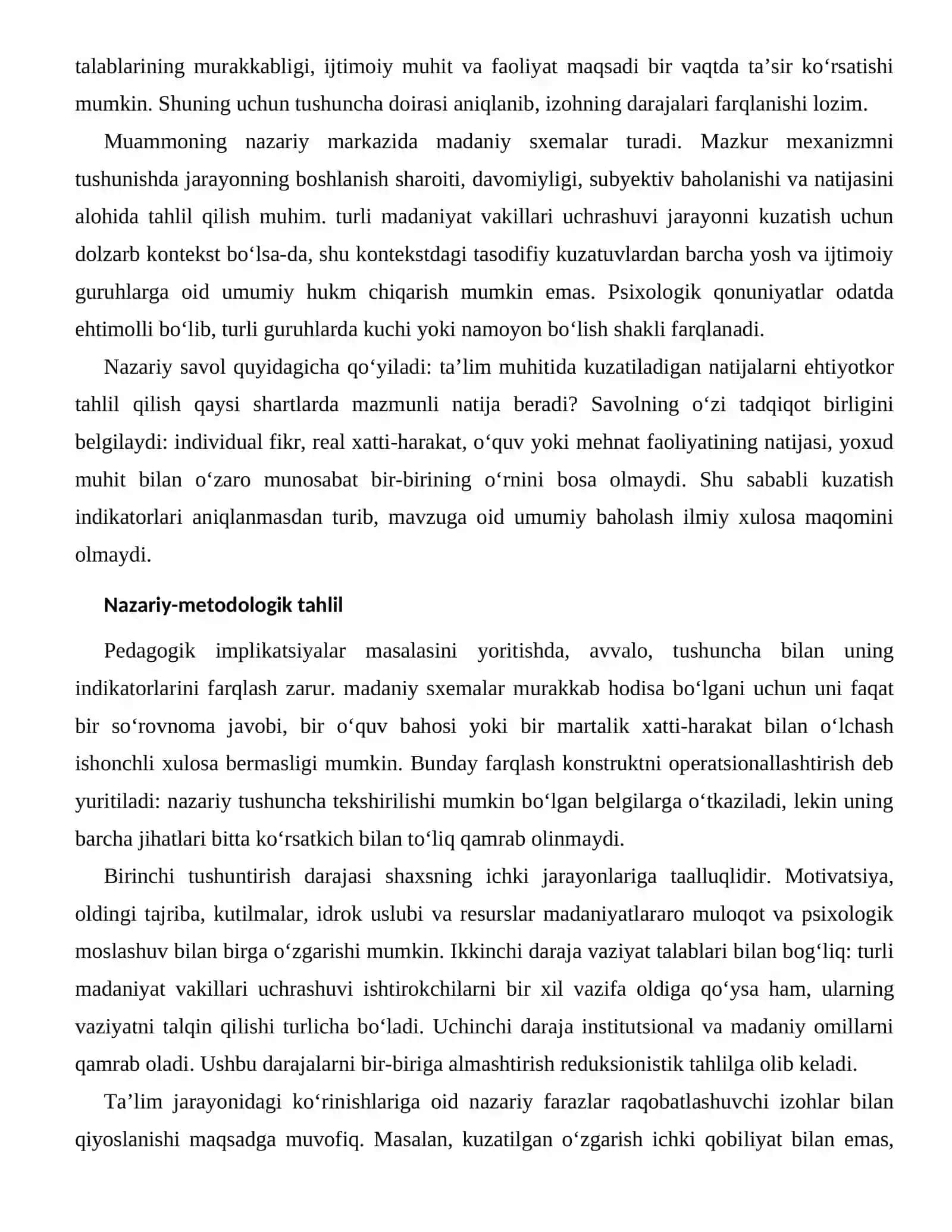 MADANIYATLARARO MULOQOT VA PSIXOLOGIK MOSLASHUVNING TA’LIM JARAYONIDAGI KO‘RINISHLARI 2