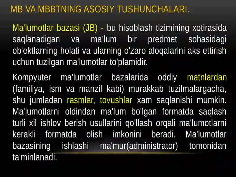 Ma'lumotlar bazasi 2