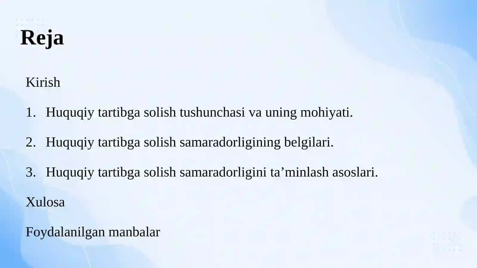 Huquqiy tartibga solish samaradorligi, belgilari va uni ta’minlash asoslari 2