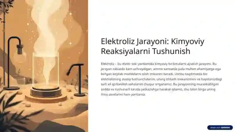 Elektroliz Jarayoni: Kimyoviy Reaksiyalarni Tushunish 2