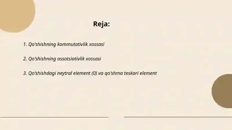 Arifmetik amallarning xossalari 2