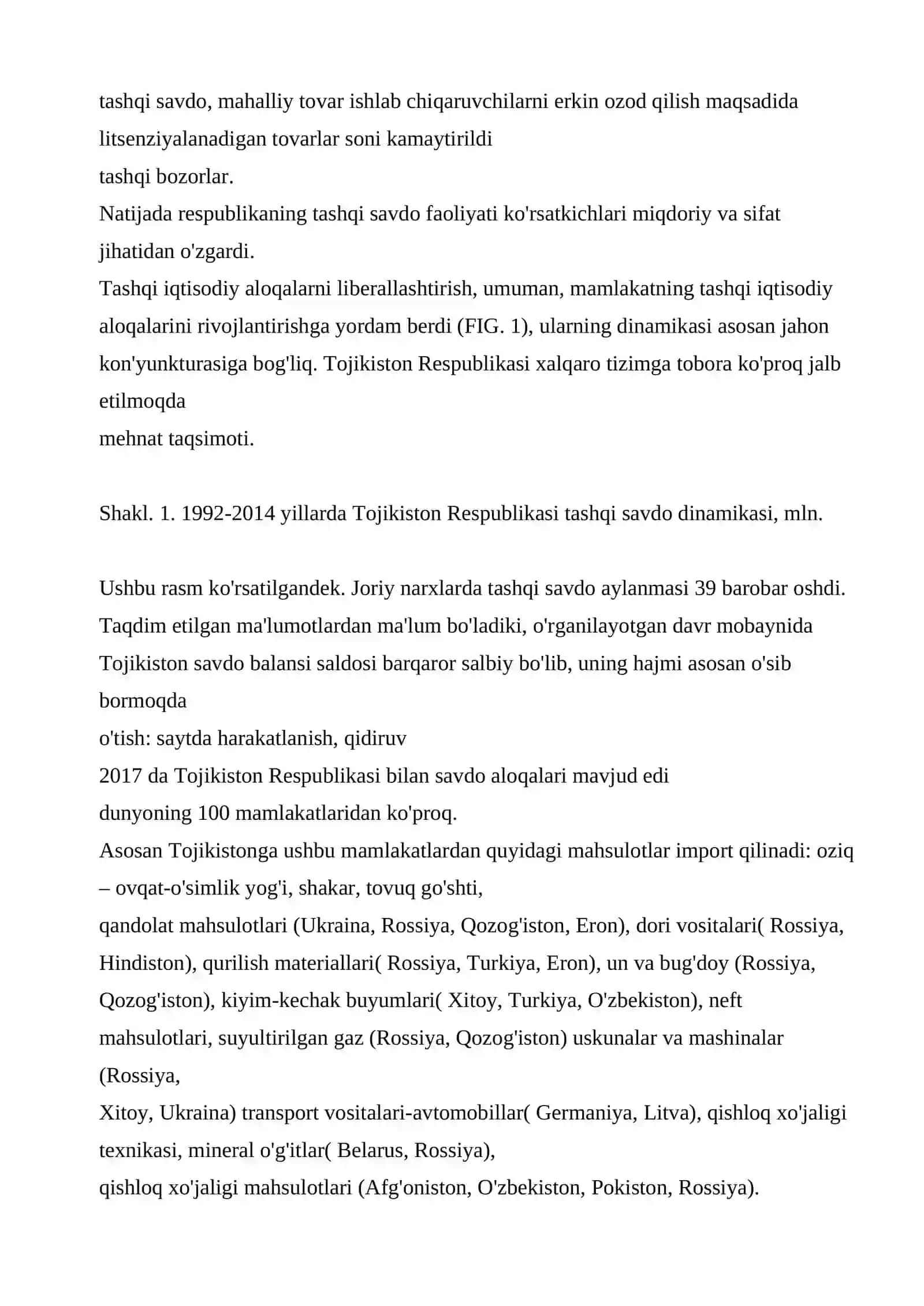 Tojikiston tashqi iqtisodiy aloqalari 2