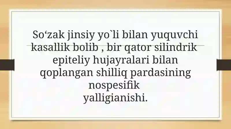 Gonoreya (so`zak) etio-patogenezi, klinikasi,diagnostikasi va davolashi 2