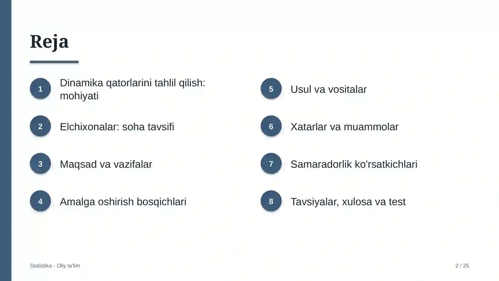 Elchixonalarda dinamika qatorlarini tahlil qilish 2