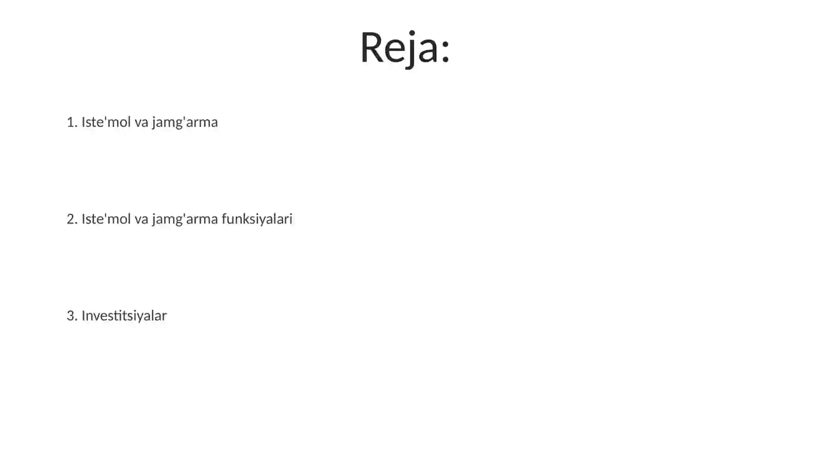 Iste’mol jamg‘armasi va investitsiyalar 2