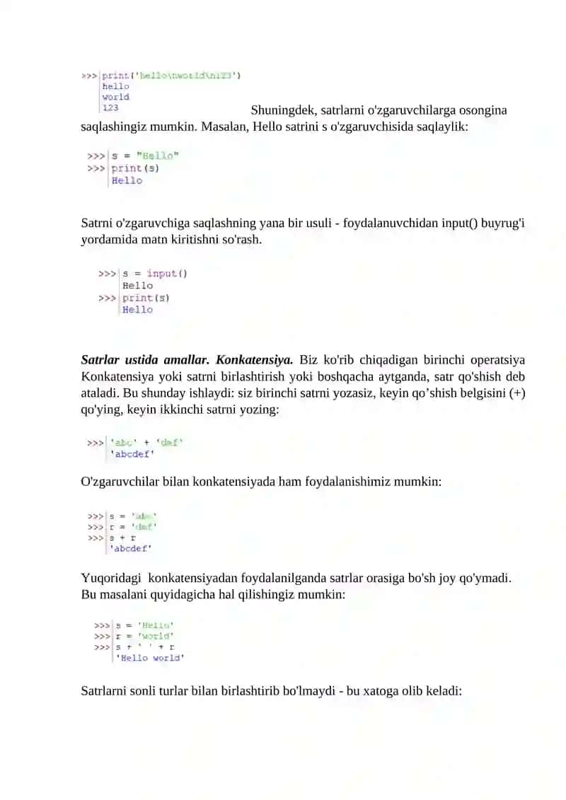 Python dasturlash tilida satrlar 2