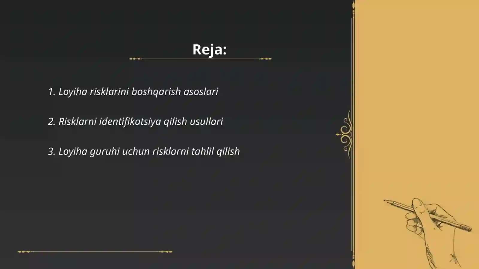 Loyiha risklarini boshqarish asoslari 2