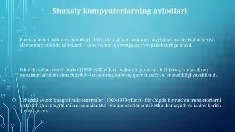 Shaxsiy Kompyuterlarning Avlodlari 2
