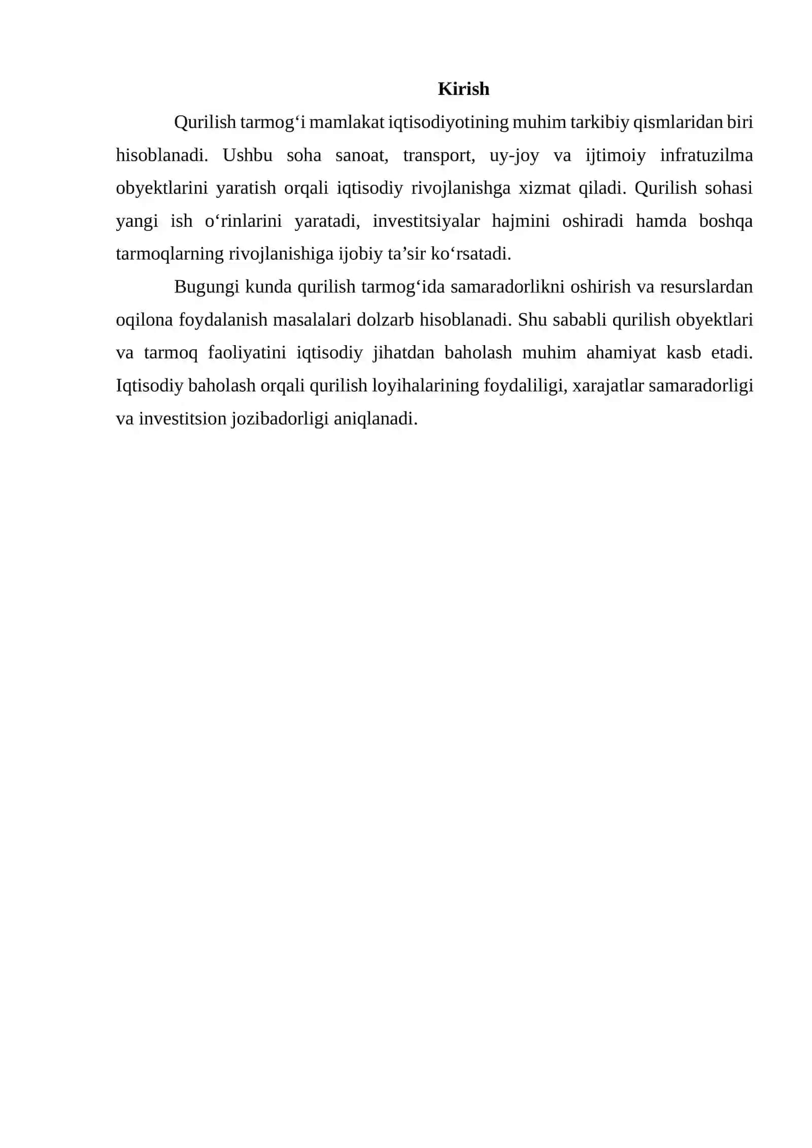 QURILISH TARMOG‘INING IQTISODIY BAHOLASH USULLARI 2