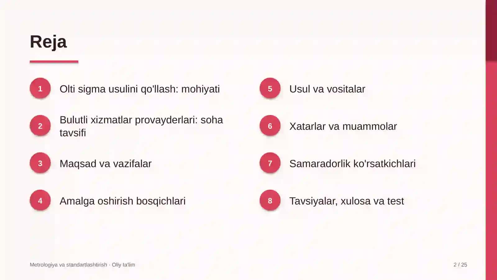 Bulutli xizmatlar provayderlarida olti sigma usulini qo'llash 2