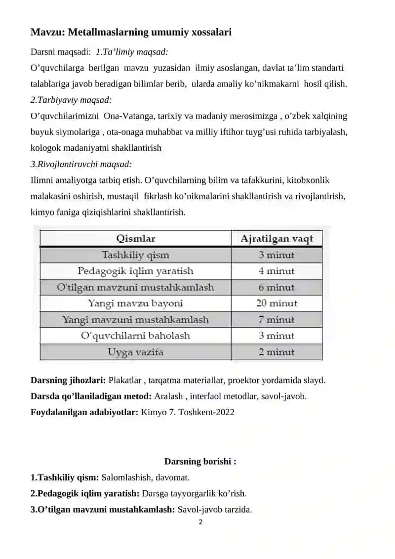 Metallmaslarning umumiy xossalari 2