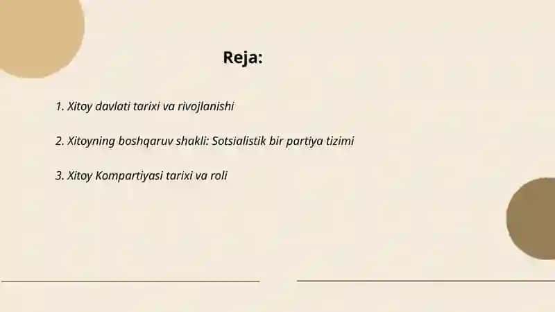Xitoyning boshqaruv shakli: Sotsialistik bir partiya tizimi 2