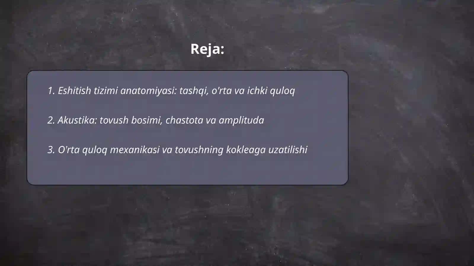 Eshitish biofizikasi elemenlari. Koxlear implantatsiya asoslari 2