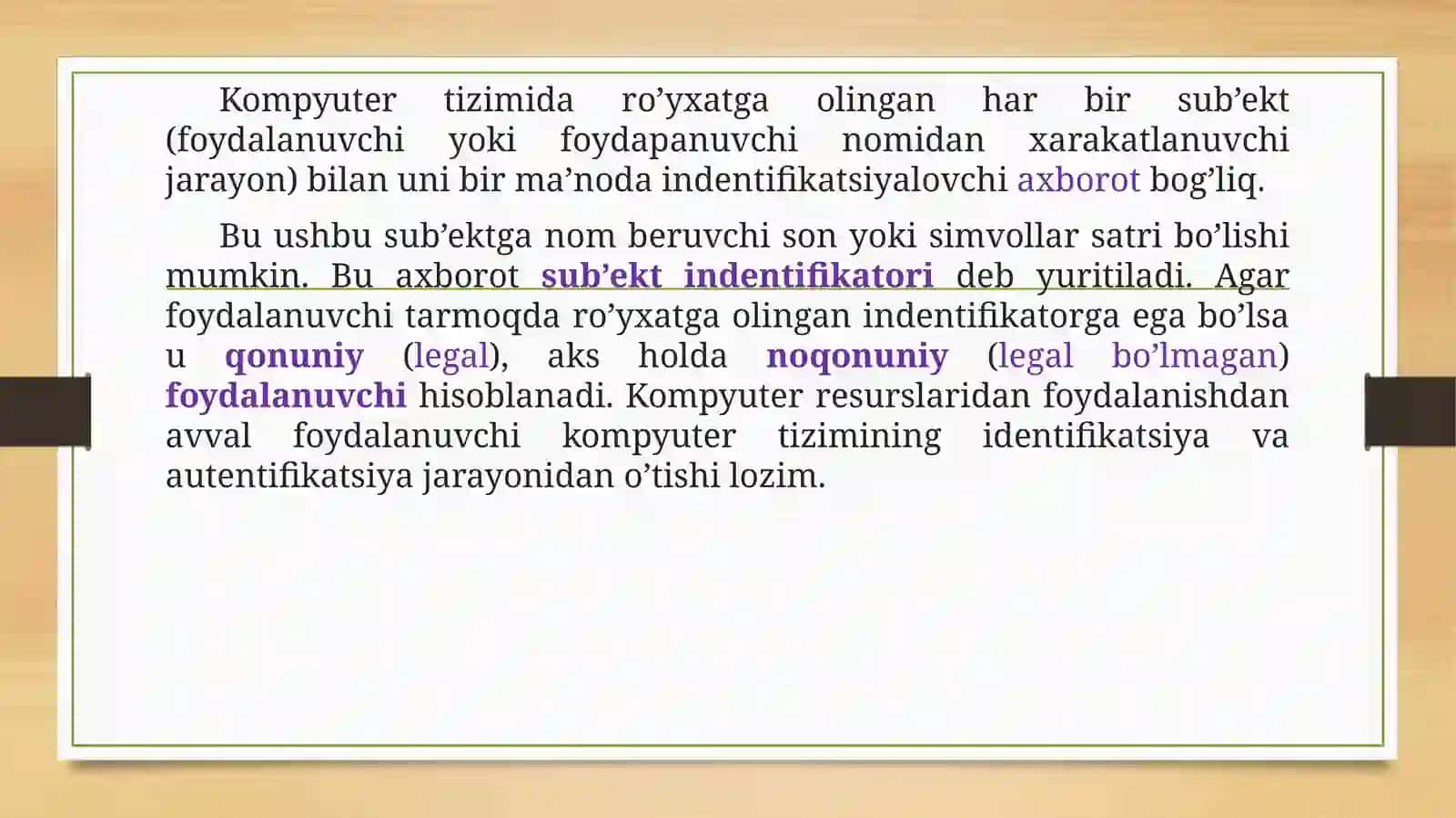 IDENTIFIKATSIYA VA AUTENTIFIKATSIYA 2