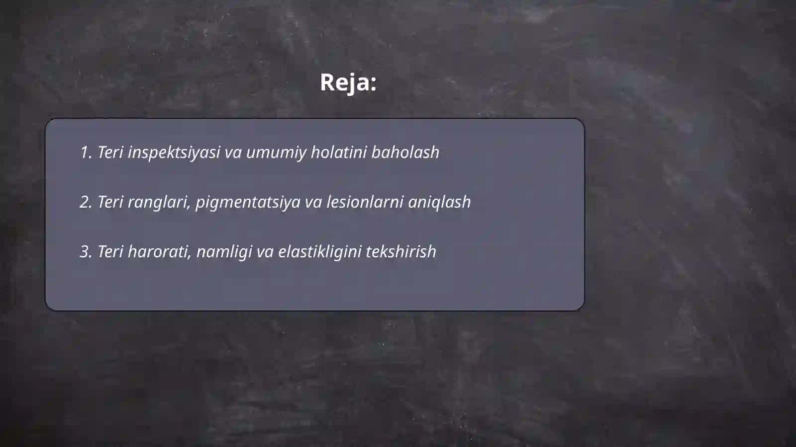 Teri limfa sezish harakat qilish va skelet tizimini baholash 2