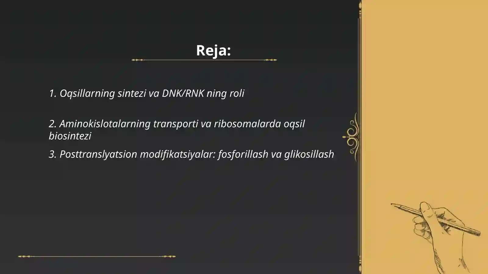 Odamlar organizmidagi oqsillarning biokimyoviy oʻzgarishi 2