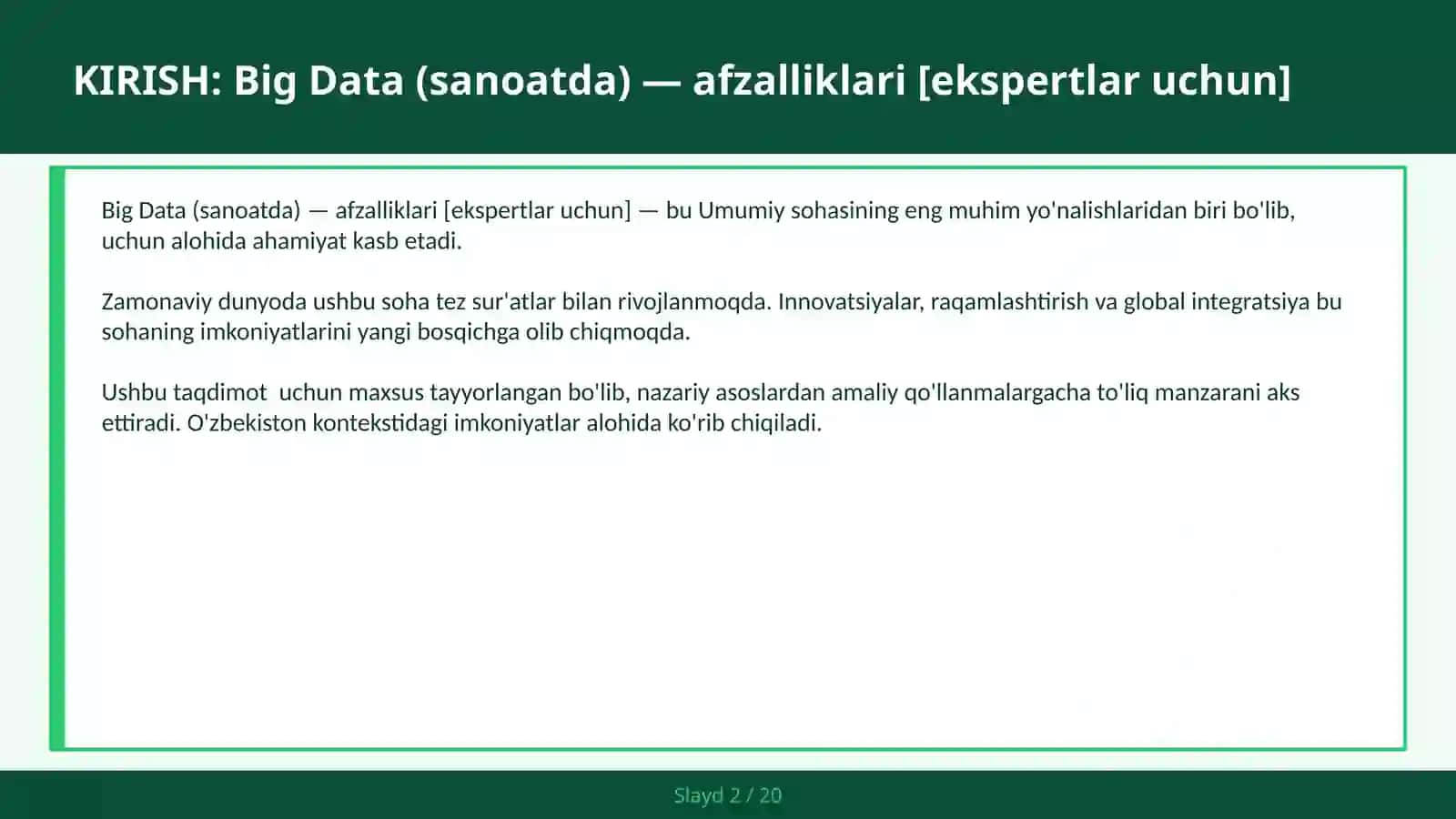 Big Data (Sanoatda) - Afzalliklari [Ekspertlar Uchun] 2