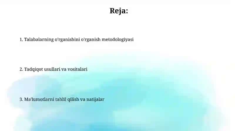 Òquvchilarning ôzlashtirishini tadqiq etish metodikasi 2