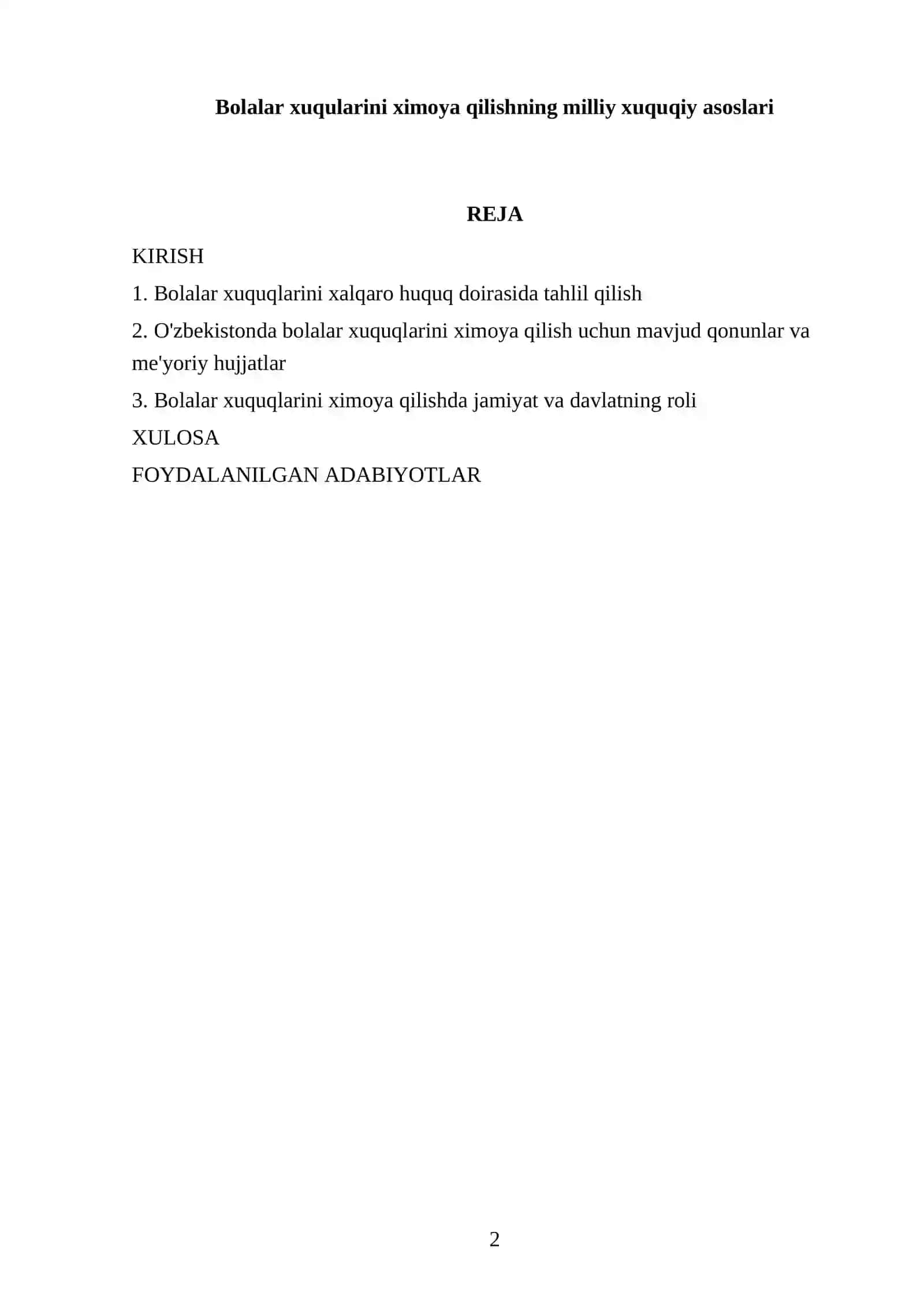 Bolalar xuqularini ximoya qilishning milliy xuquqiy asoslari 2