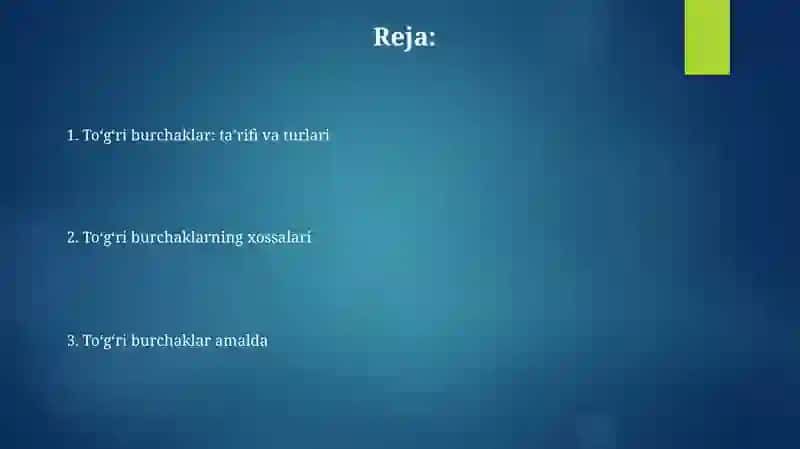 To'g'ri burchaklar 2