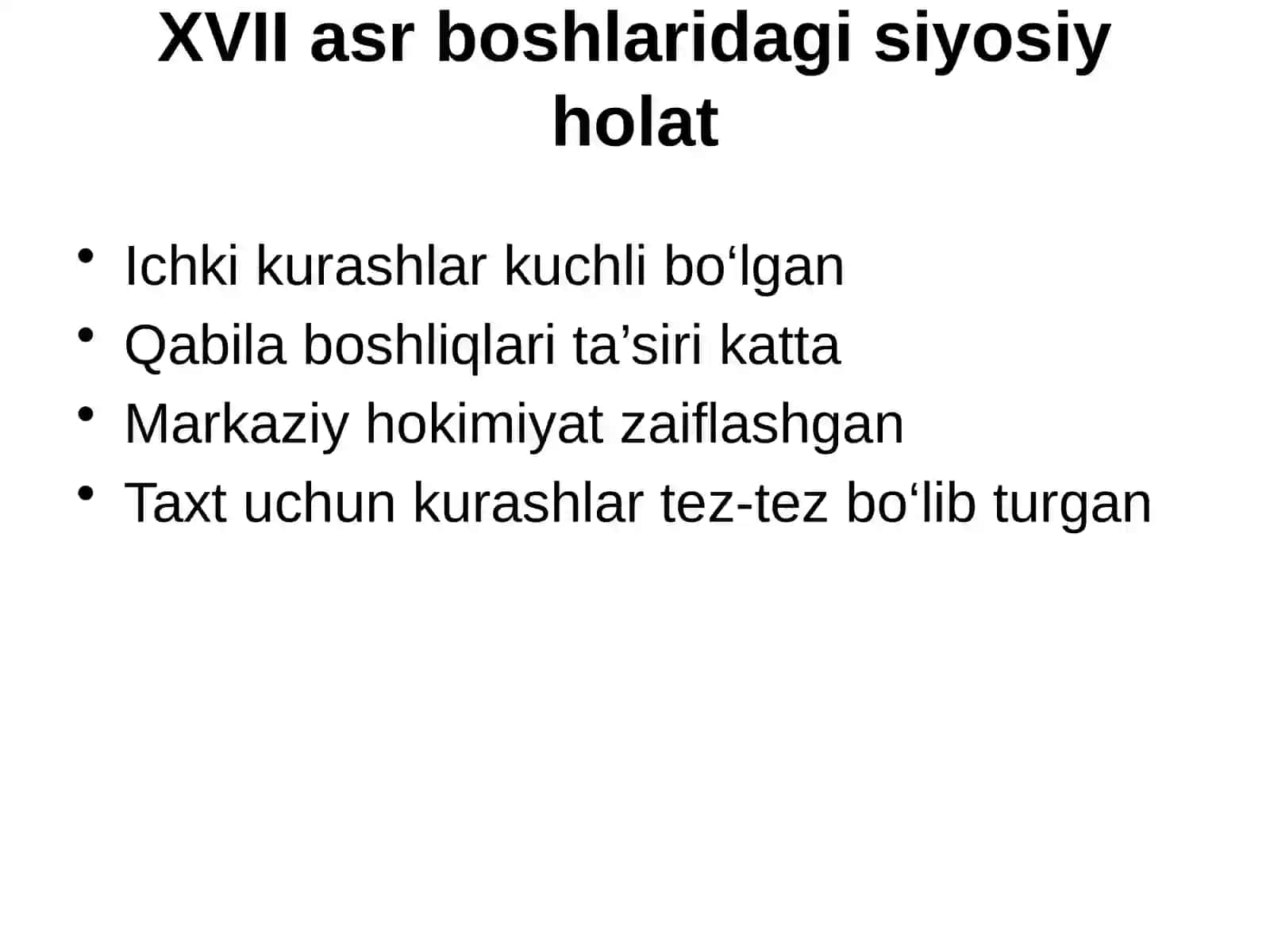 XVII asr boshlaridagi siyosiy holat 2