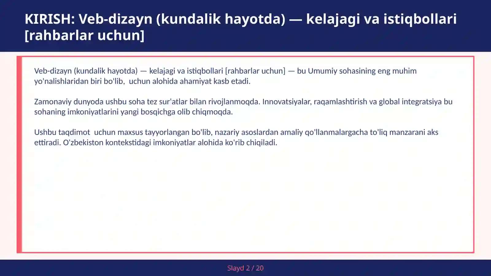 VEB-DIZAYN (KUNDALIK HAYOTDA) — KELAJAGI VA ISTIQBOLLARI [RAHBARLAR UCHUN] 2
