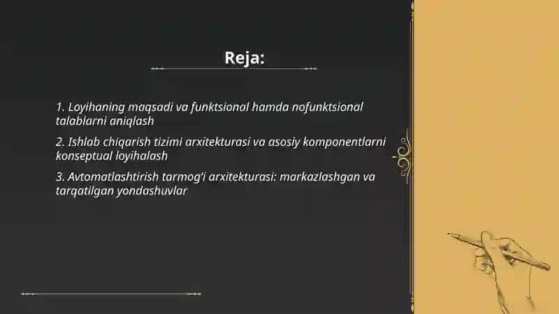 Ishlab chiqarish tarmoqlari va tizimlarini avtomatlashtirishning konseptual loyihasi 2
