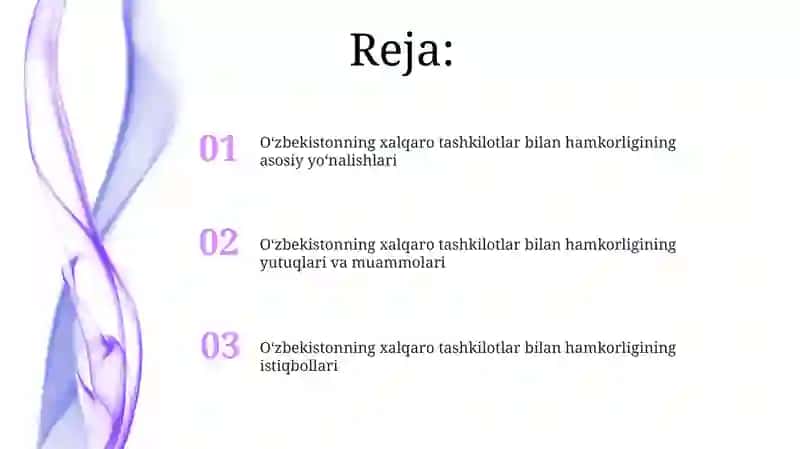 Oʻzbekistonning xalqaro tashkilotlar bilan hamkorlik aloqalari 2