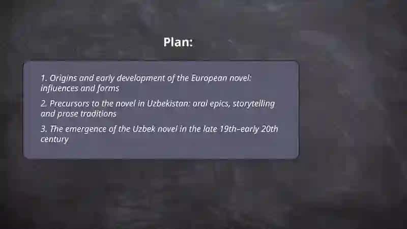 The development of the novel in Uzbekistan and Europe 2