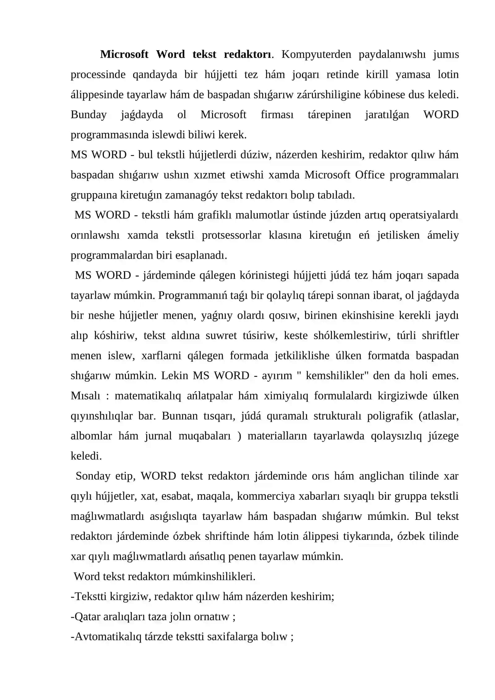 Word programması 2