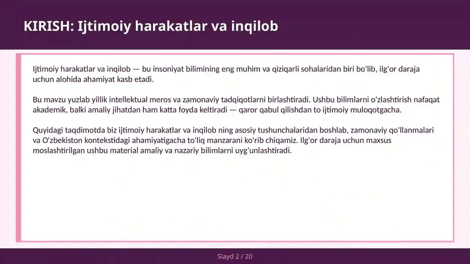 Ijtimoiy harakatlar va inqilob 2