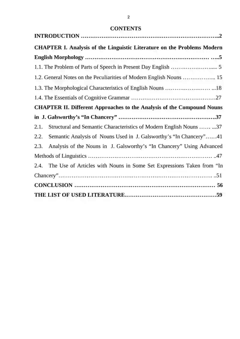 QUALIFICATION WORK on theme “Influence of Various Factors and Processes on the Usage of Compound Nouns in J. Galsworthy’s “In Chancery”” 2