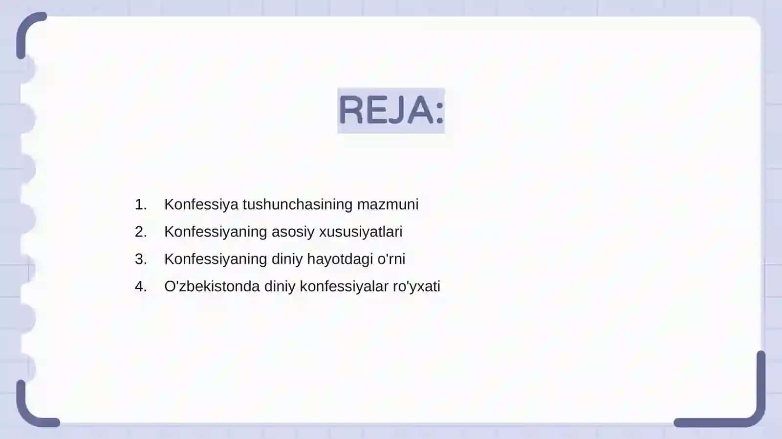 Konfessiya tushunchasining moxiyati va O'zbekistonda faoliyat yurutuvchi diniy konfessiyalarning tasnifi 2