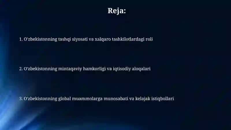 Oʻzbekiston va Jahon hamjamiyati 2