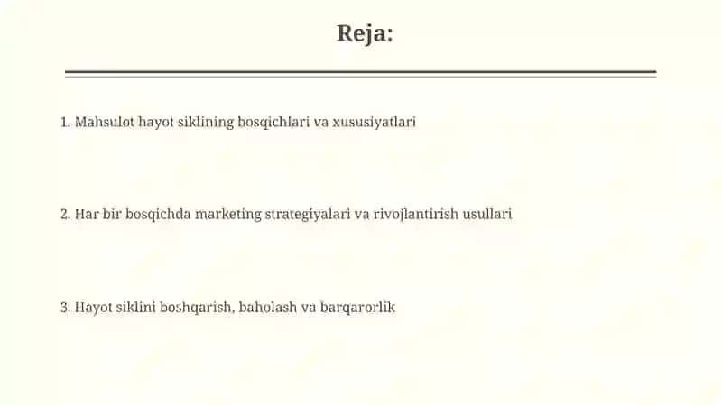 Mahsulot va ularning hayot bosqichlari 2