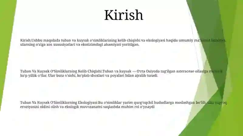 Tuban Va Kuysak OʻSimliklarning Kelib Chiqishi Va Ekologiyasi 2