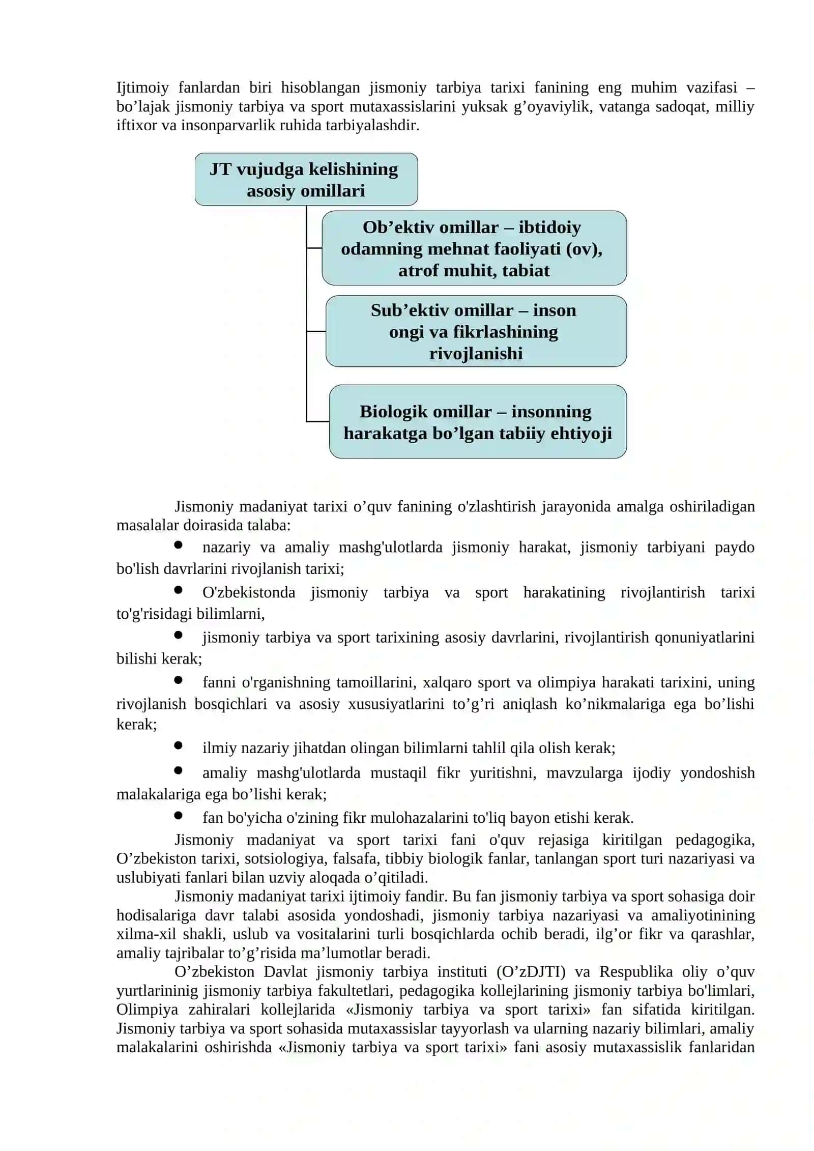 Jismoniy madaniyat tarixi fanining maqsadi va vazifalari 2
