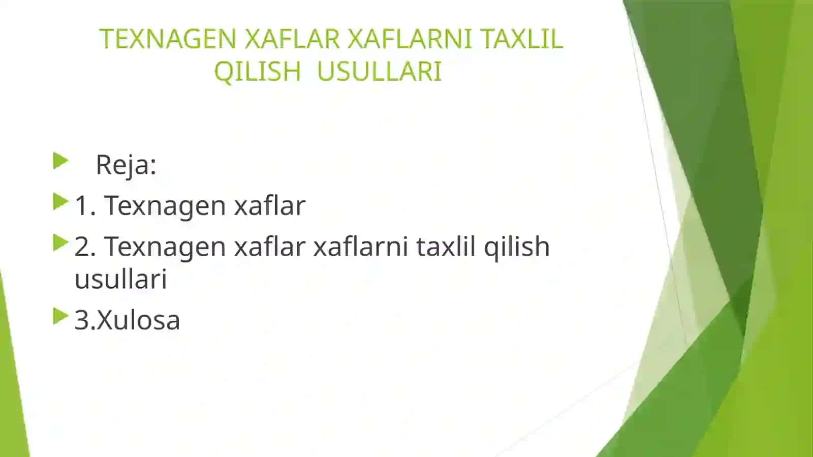 HAYOT FAOLYATI XAFSIZLIGI FANIDAN TAYORLAGAN MUSTAQIL ISHI 2