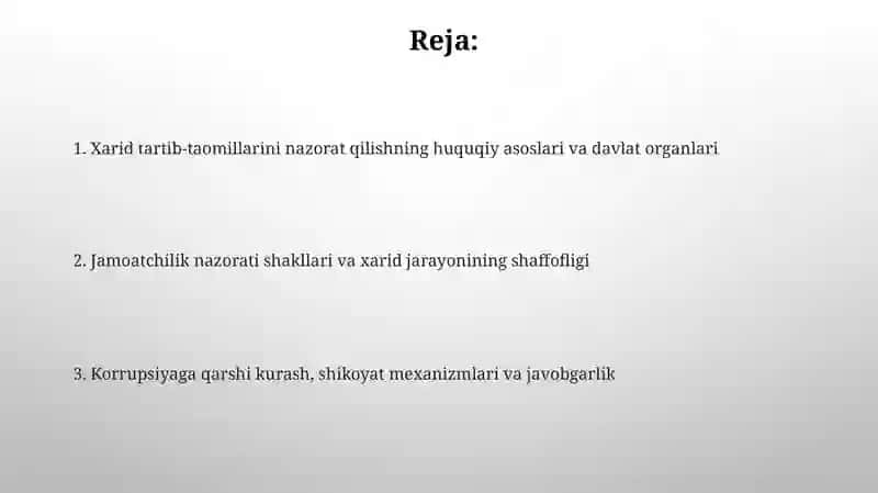 Xarid qilish tartib-taomillari ustidan davlat va jamoatchilik nazorati 2