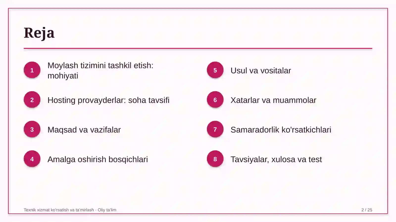 Hosting provayderlarida moylash tizimini tashkil etish 2