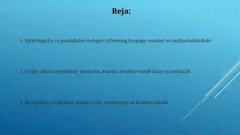 Maktabgacha ta'lim: Huquqiy asoslar va moliyalashtirish 2
