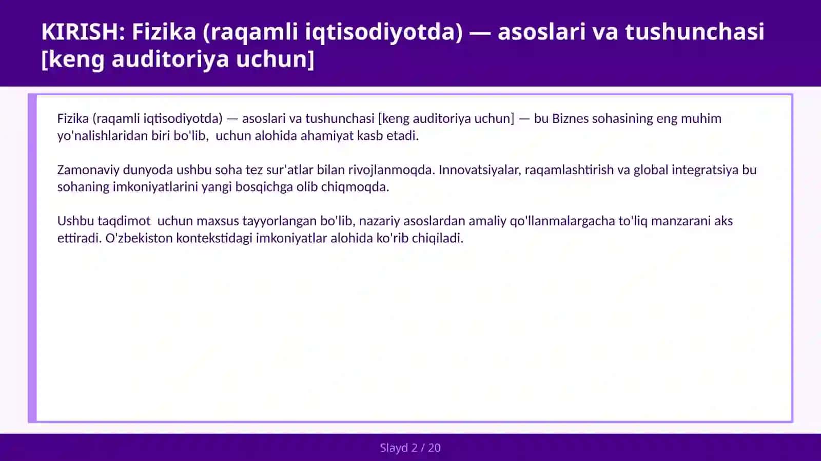 FIZIKA (RAQAMLI IQTISODIYOTDA) — ASOSLARI VA TUSHUNCHASI [KENG AUDITORIYA UCHUN] 2