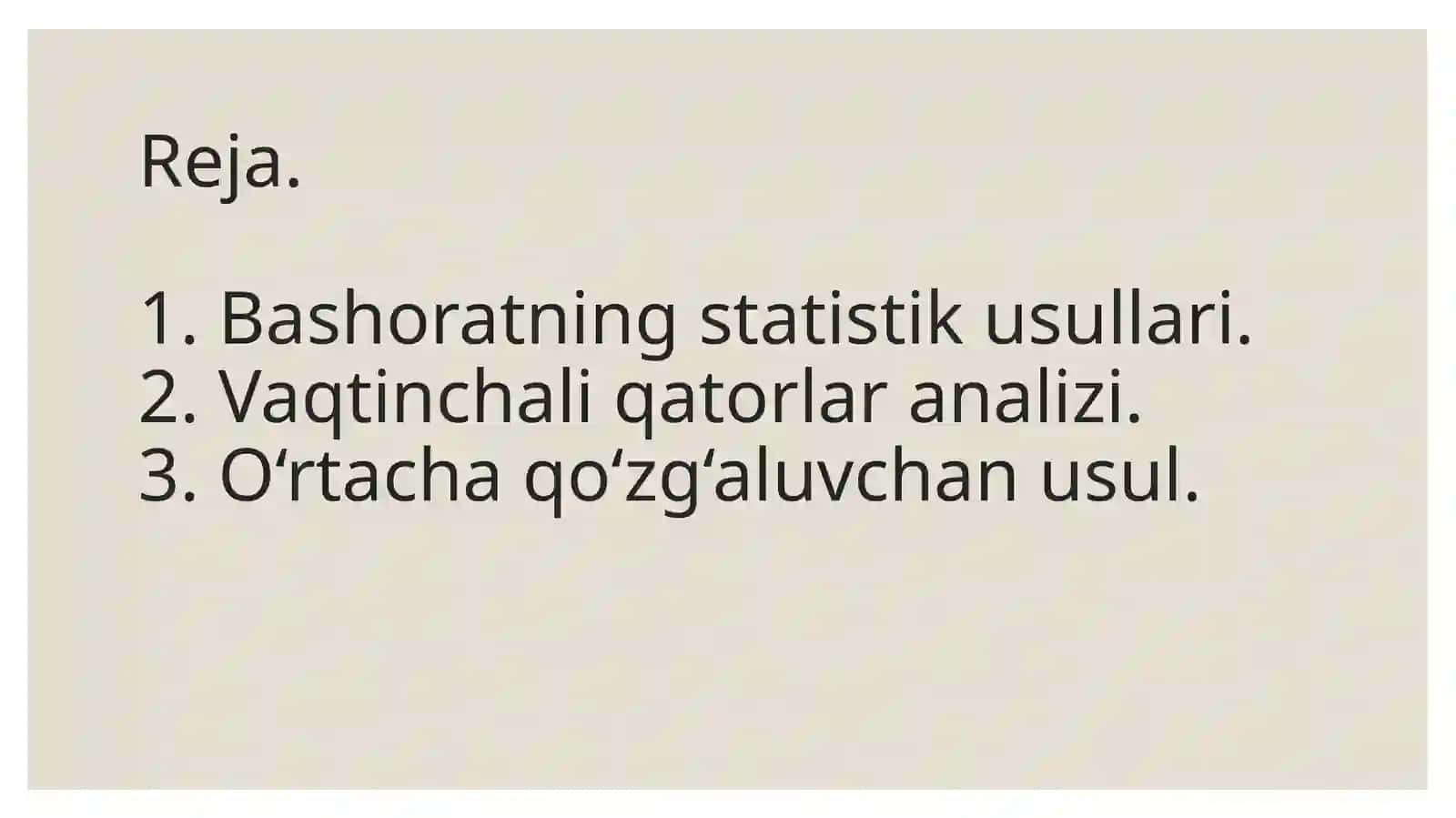 Bashorat qilishning statistik usullari 2