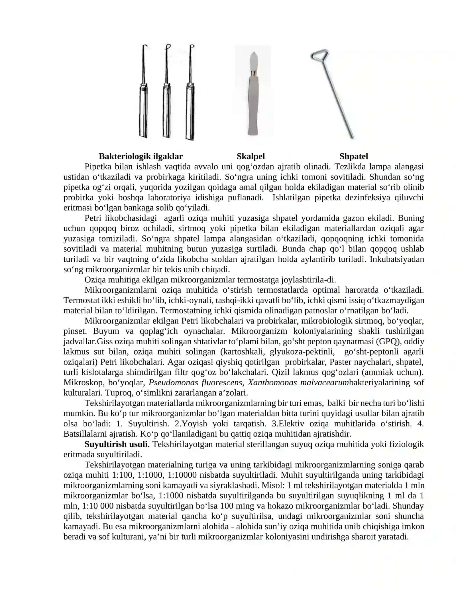 Mikroorganizmlarni ekish va sof kulturasini ajratib olish usullari 2