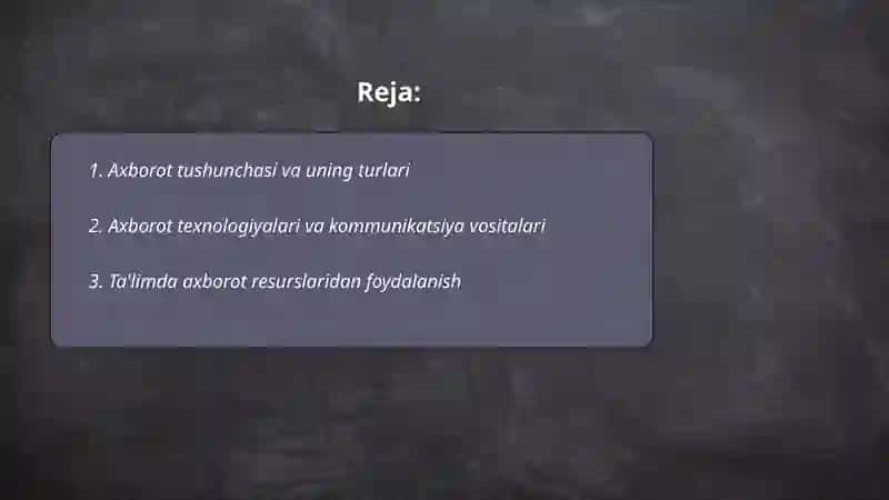 Axborot va uning turli sohalarda qo'llanilishi 2